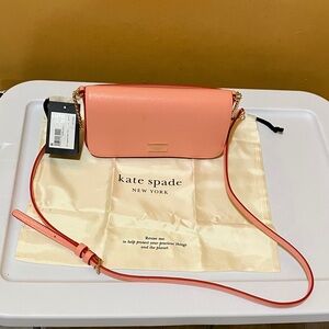 Kate Spade Serena Pop Pink Moon leather wallet on a chain